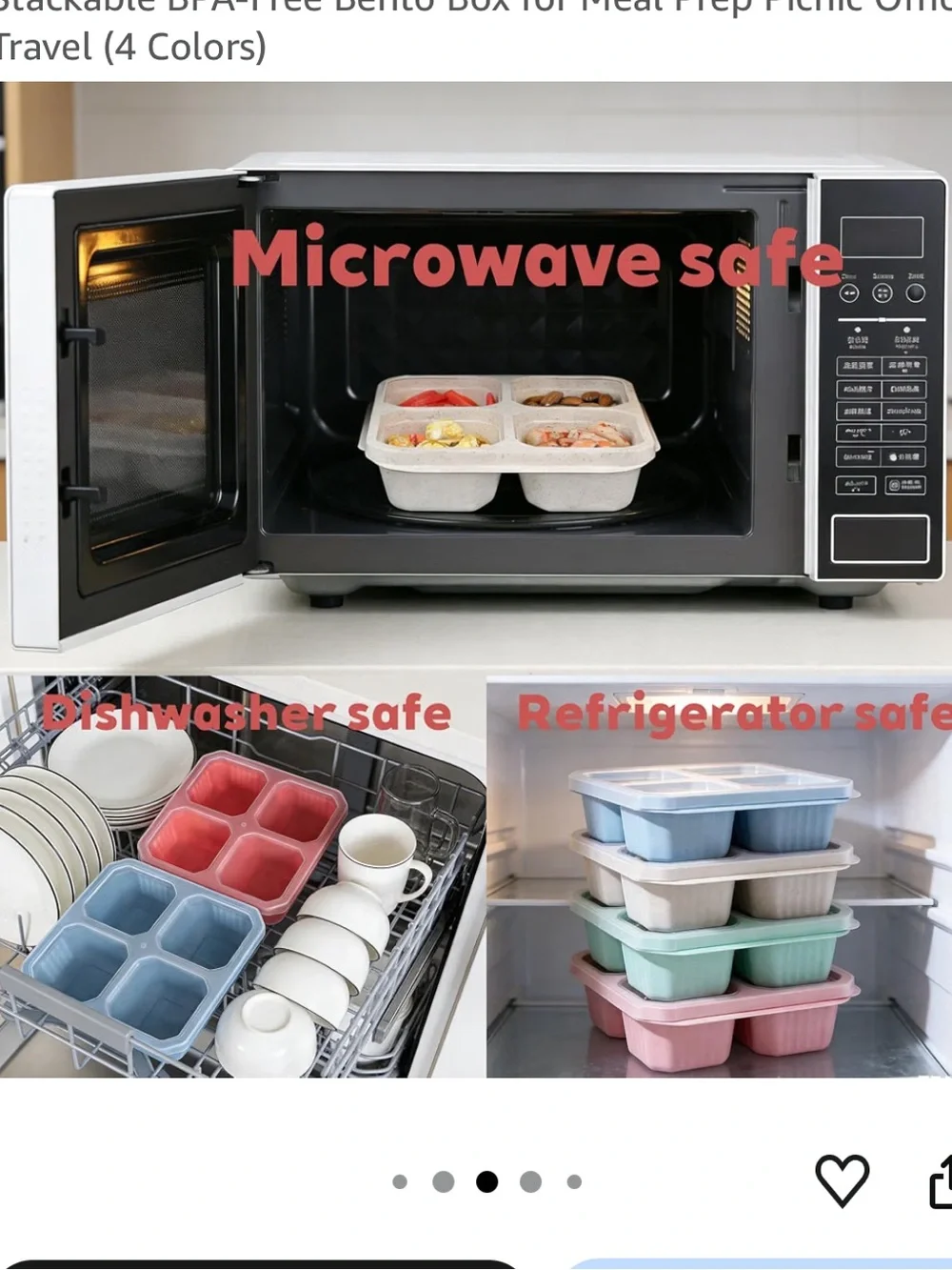 4-Compartment Meal Prep Container Set Bento Boxes - 4 Colors NWT